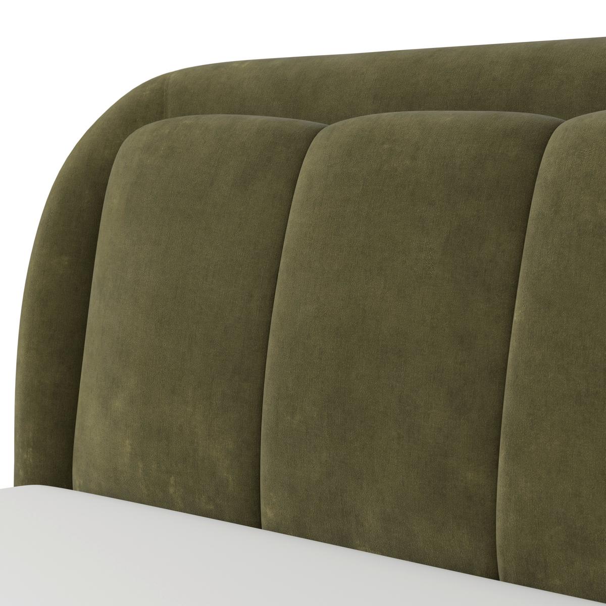 Polsterbett Anton Olive ca. 180x200 cm - Dunkelgrün/Schwarz, Modern, Holz/Textil (180/200cm) - Bessagi Home