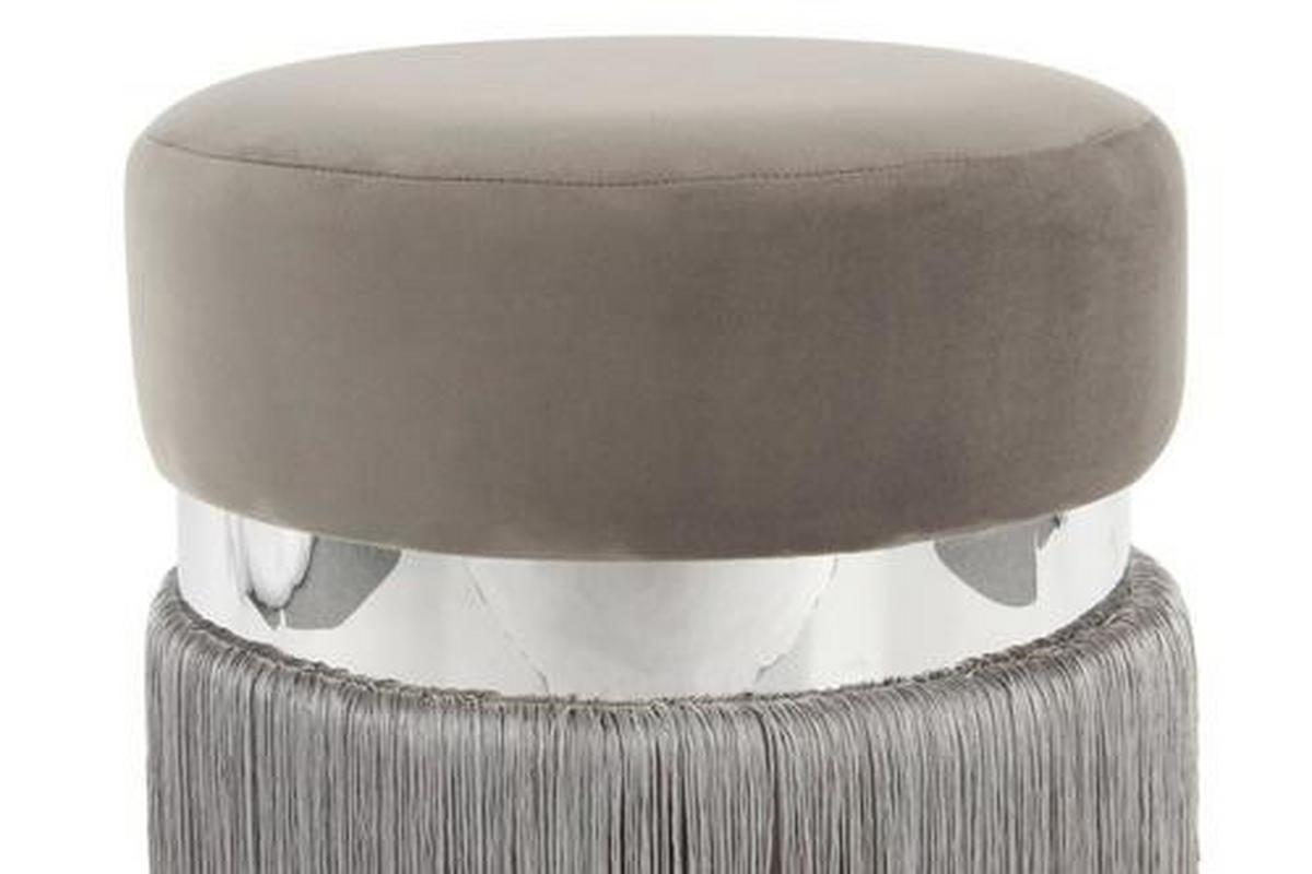 HOCKER Hocker in Grau mit Fransen - Silberfarben/Grau, Basics, Holzwerkstoff/Textil (38/45/38cm) - Kayoom