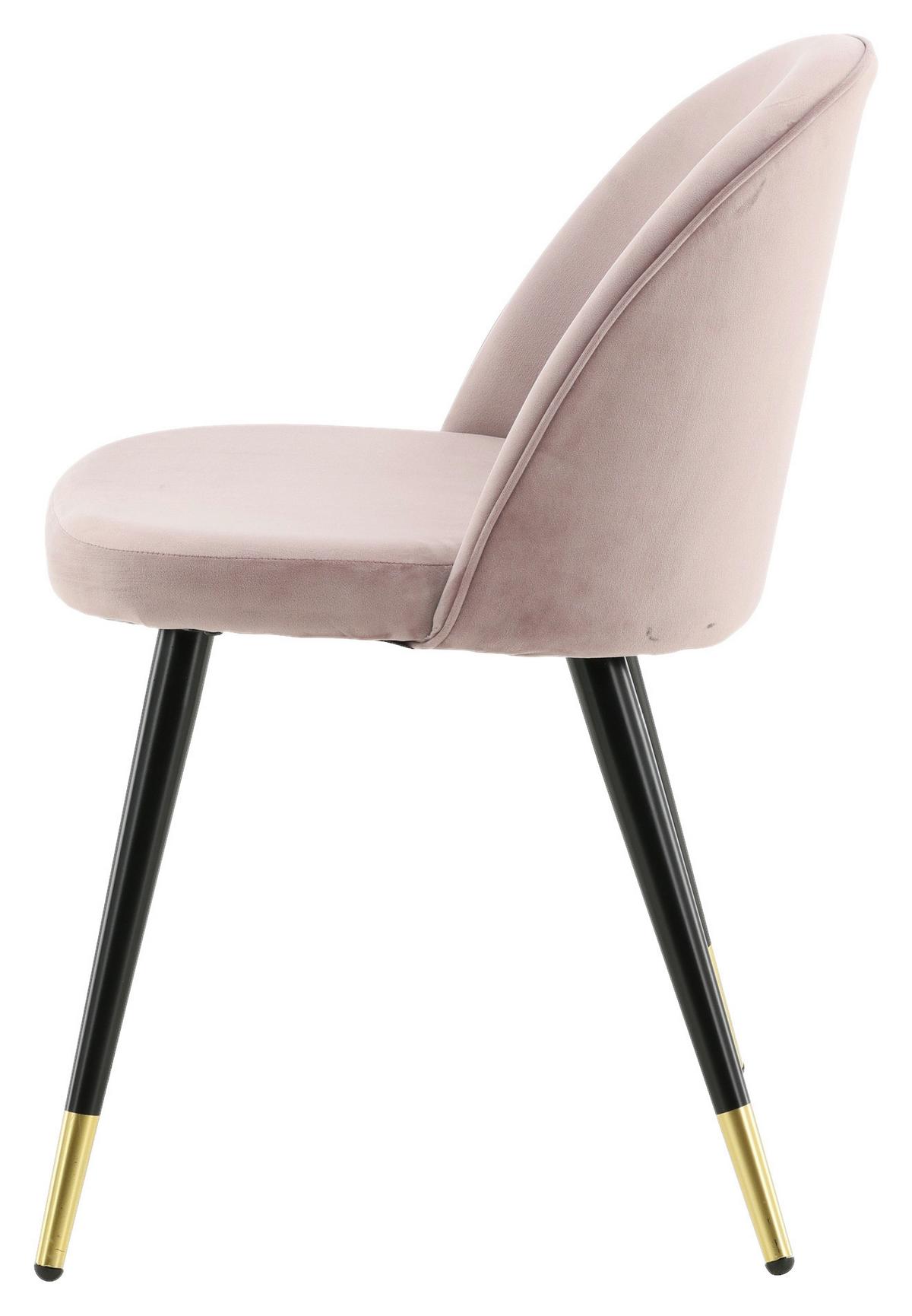STUHL-SET VELVET - Pink/Messingfarben, Design, Textil/Metall (57/76.5/50cm) - Livetastic