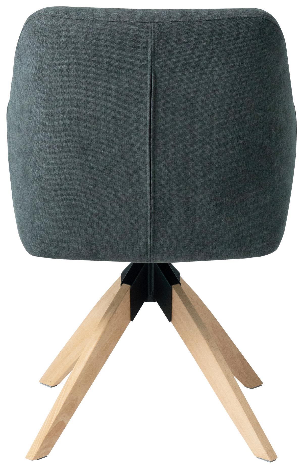Armlehnstuhl Lucita Dunkelgrau Samt Drehbar Gepolstert - Dunkelgrau/Naturfarben, MODERN, Holz/Textil (59/88/60cm) - Bessagi Home
