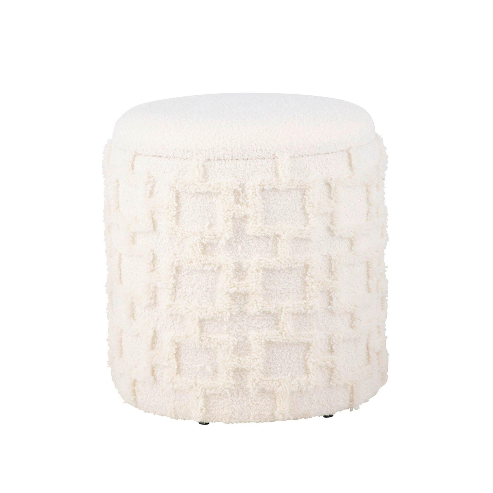 Tabure Wolle, Krem Barva - krem barve, Basics, tekstil (40/45cm) - Livetastic