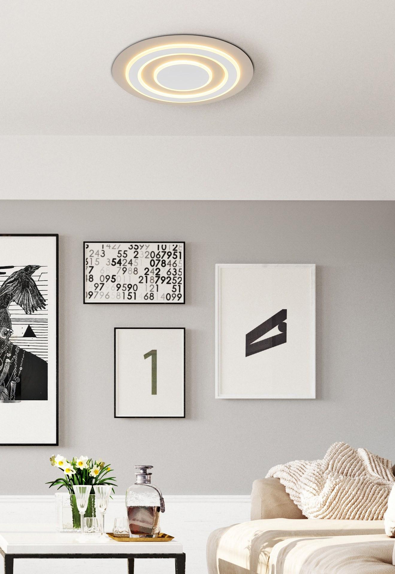 LED-DECKENLEUCHTE 48032-40S JAYDEN - Sandfarben/Weiss, Design, Kunststoff/Metall (48/5,5cm) - Globo