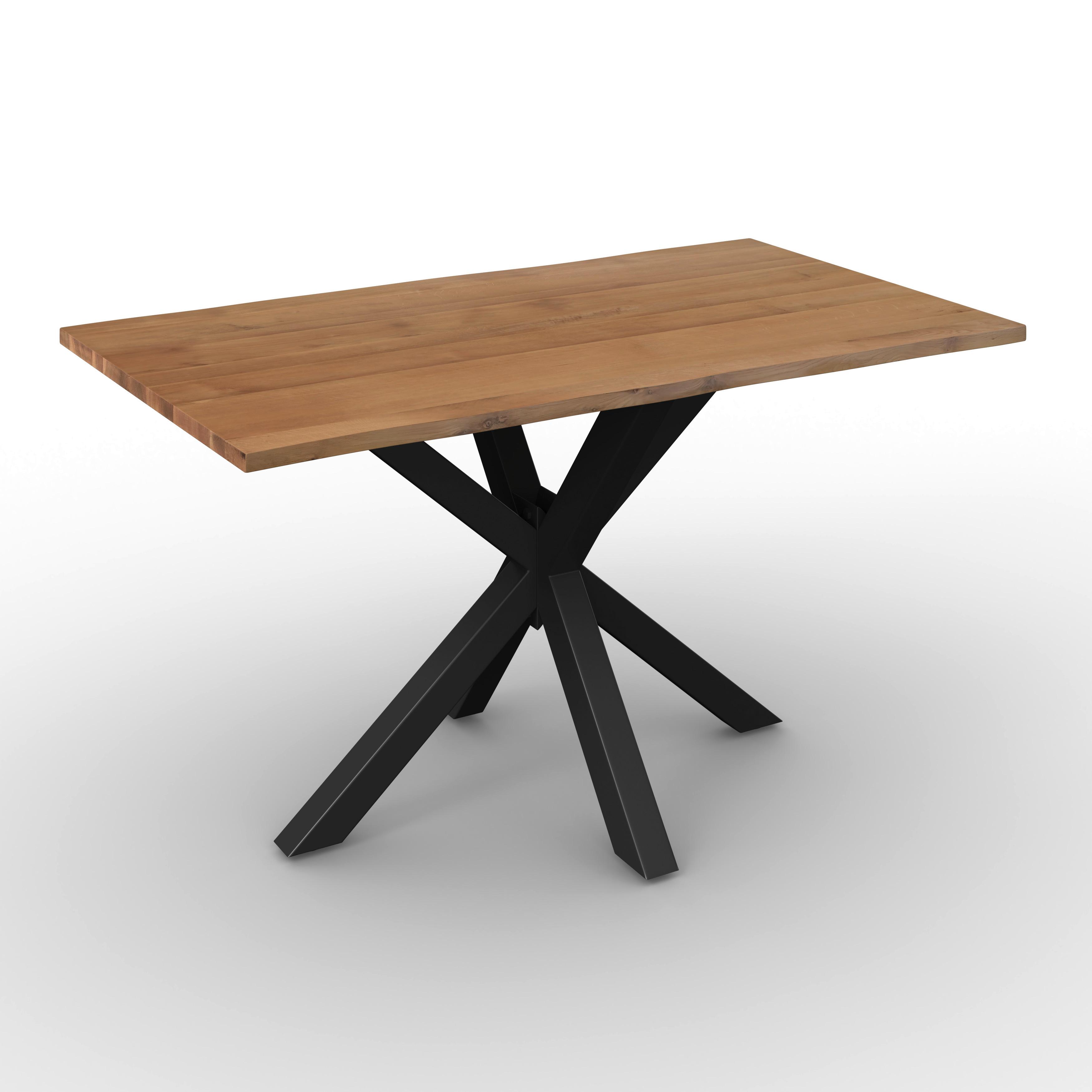Esstisch Lesley in Holz Eiche massiv ca. 140x80 cm - Eichefarben/Schwarz, MODERN, Holz/Metall (140/80/76cm) - Bessagi Home