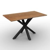 Esstisch Lesley in Holz Eiche massiv ca. 140x80 cm - Eichefarben/Schwarz, MODERN, Holz/Metall (140/80/76cm) - Bessagi Home