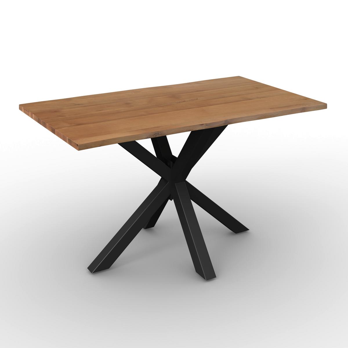 Esstisch Lesley in Holz Eiche massiv ca. 140x80 cm - Eichefarben/Schwarz, MODERN, Holz/Metall (140/80/76cm) - Bessagi Home
