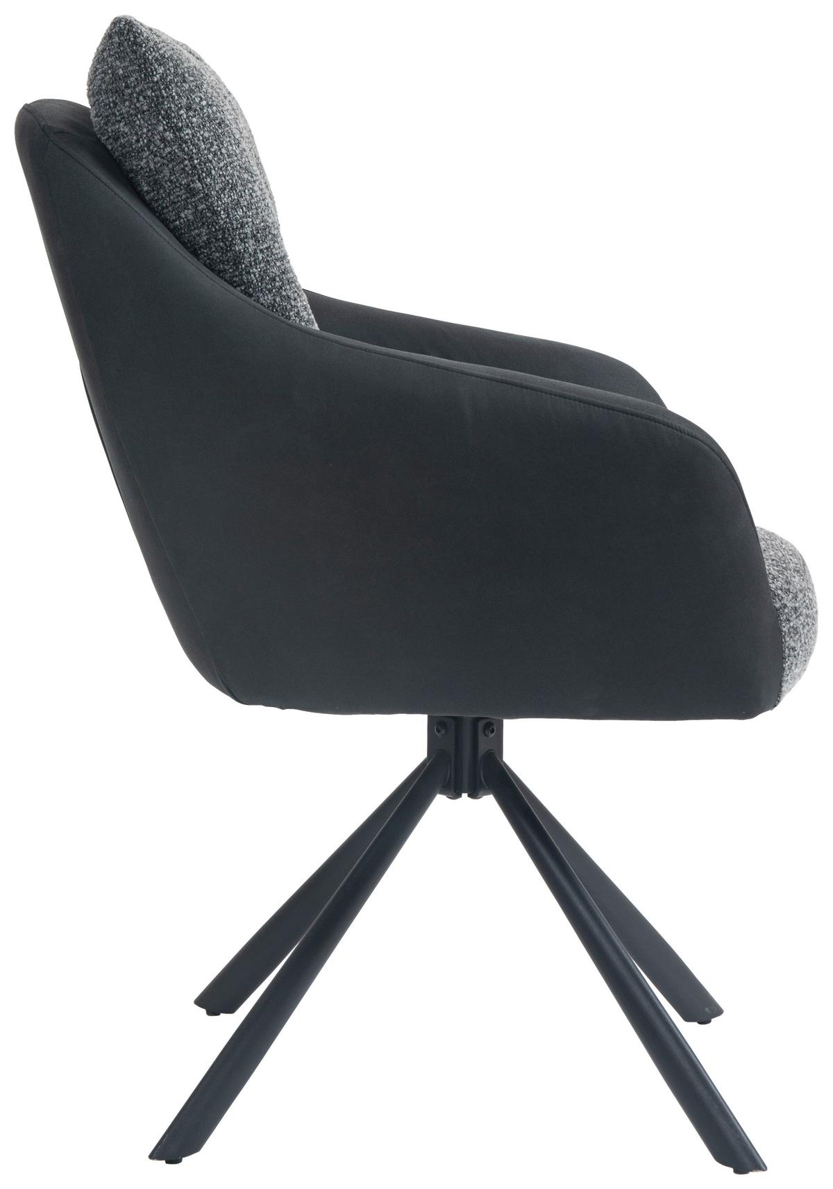 KRZESŁO Z PODŁOKIETNIKAMI BARI - antracytowy/czarny, Design, metal/tkanina (59/93/69cm) - Novel