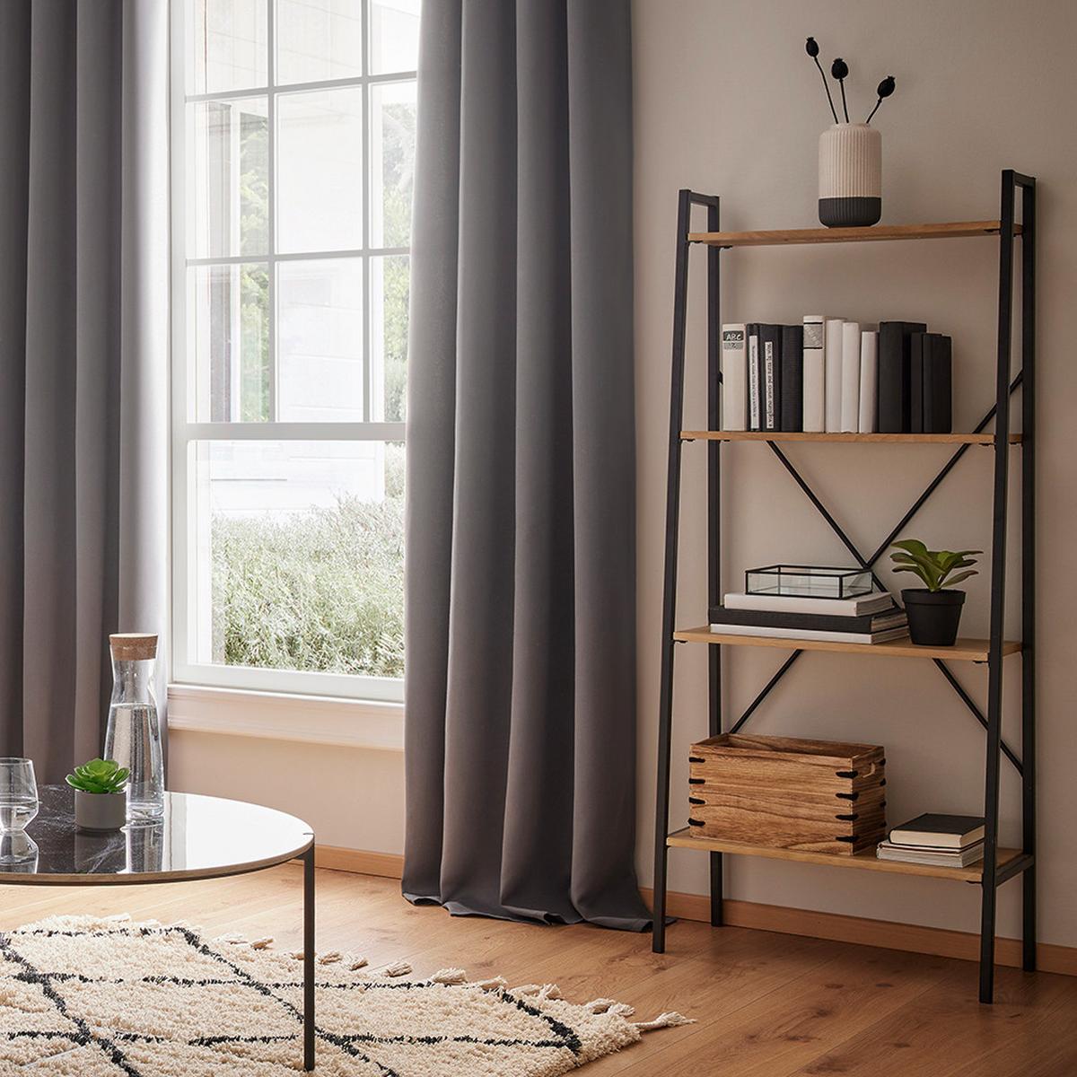Standregal Giorgia ca. 60x148 cm Naturfarben/Schwarz MDF - Schwarz/Naturfarben, MODERN, Holz/Metall (60/148/32cm) - Bessagi Home