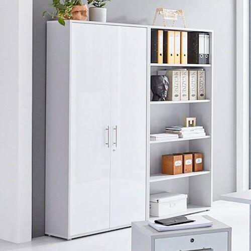 Aktenschrank Office Edition Sw Set 1 hoch Grau/Weiß - Weiß/Grau, MODERN, Holzwerkstoff (168,8/185,6/33cm) - MID.YOU