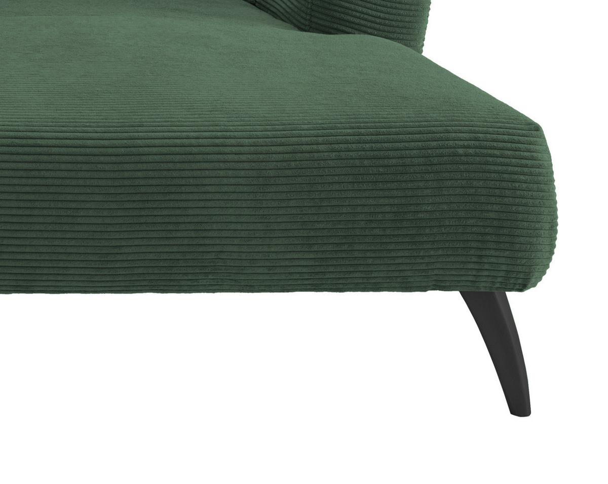 Wohnlandschaft Colori Dunkelgrün Cord - Dunkelgrün/Schwarz, MODERN, Holz/Textil (264/160cm) - MID.YOU