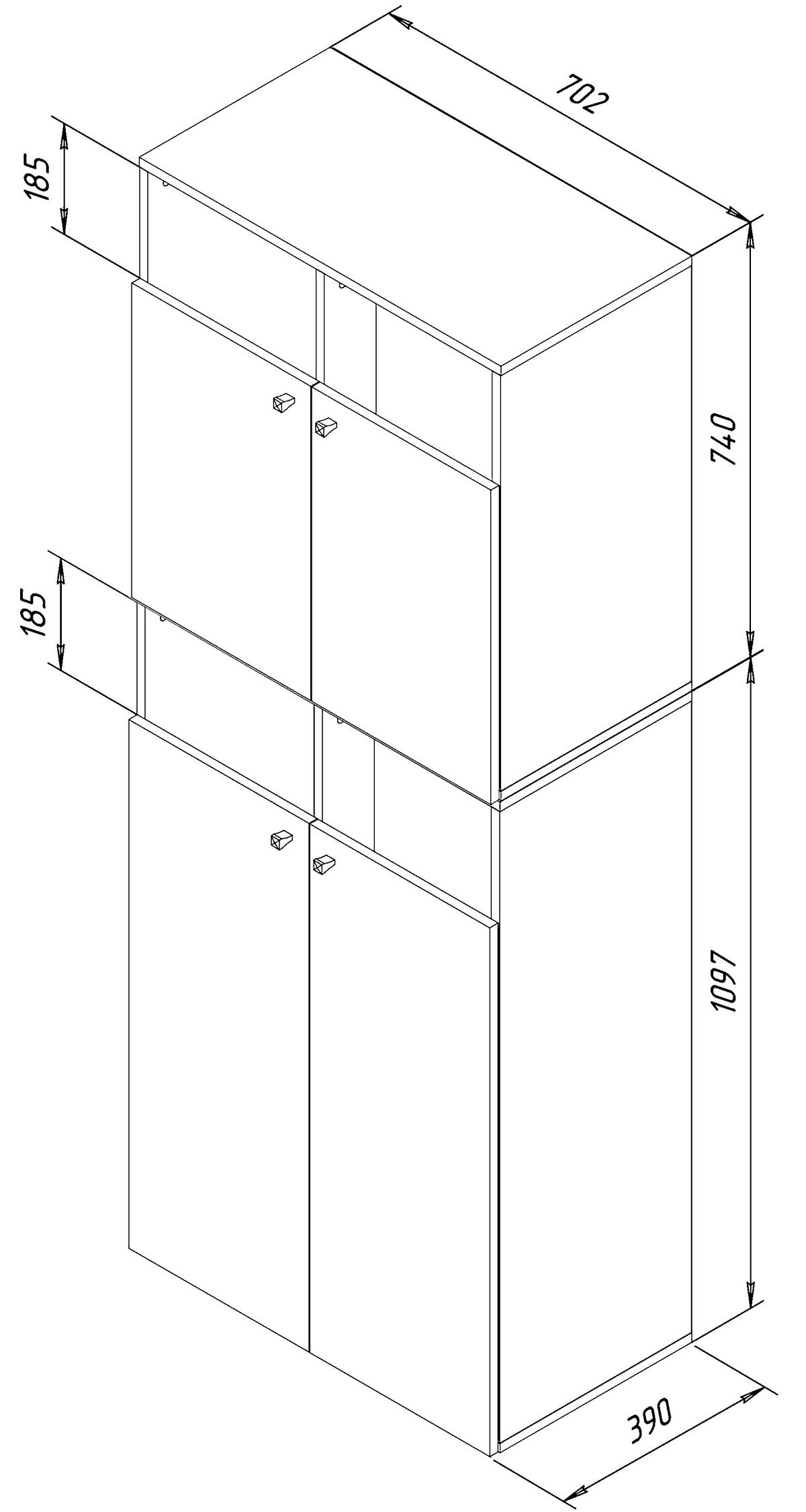 Visoka Omara Klidas Xxl, Bela - siva/bela, Moderno, umetna masa/leseni material (80,1/184/39cm) - MID.YOU