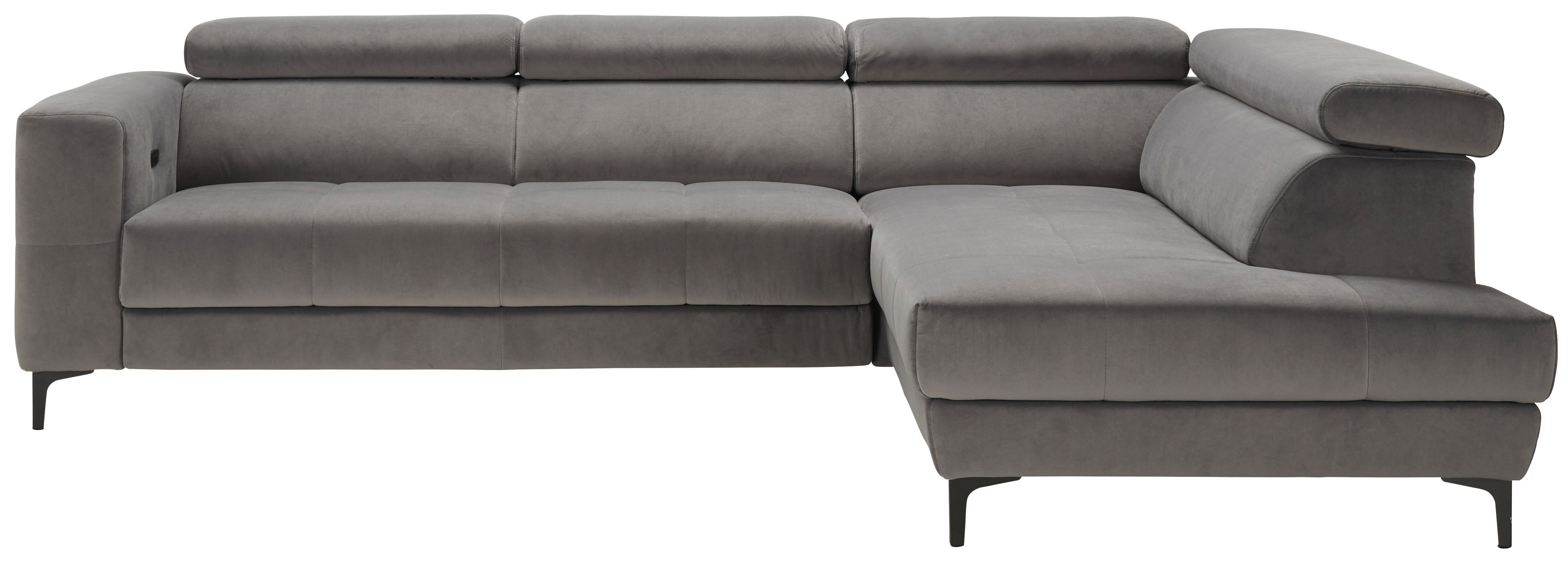 Wohnlandschaft Emma Grau - Schwarz/Grau, MODERN, Textil (301/210cm) - Premium Living