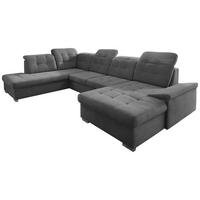 Wohnlandschaft Zira Anthrazit Nylon/Mikrofaser - Chromfarben/Anthrazit, Design, Kunststoff/Textil (212/330/169cm) - Livetastic