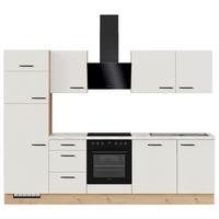 Küchblock IP1200 o. Geräte Weiß - Eichefarben/Schwarz, MODERN, Holzwerkstoff/Metall (280cm) - Impuls