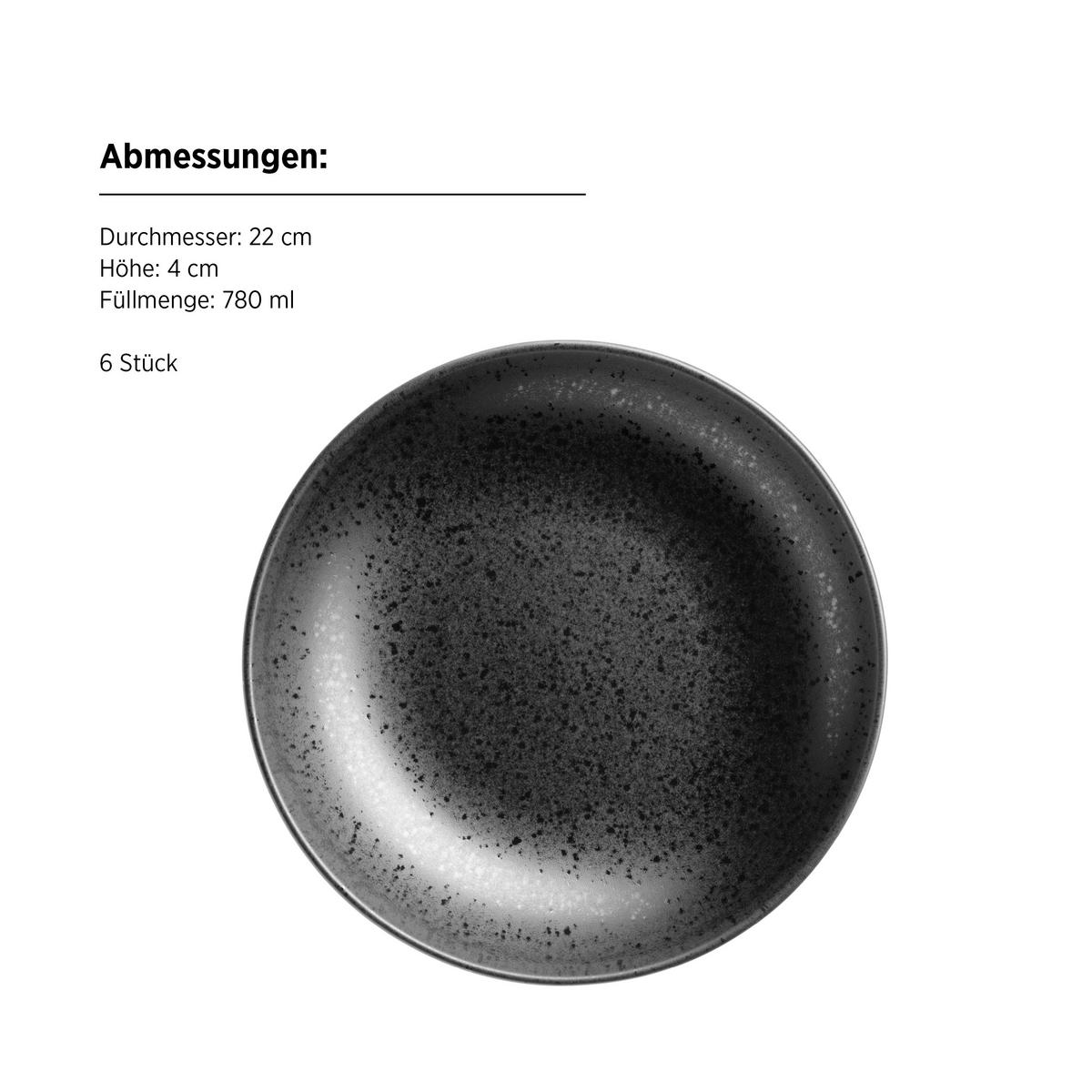 SET D'ASSIETTES CREUSES 935546 ESSENTIAL TELLERSET - noir, Basics, céramique (22/4cm) - Mäser