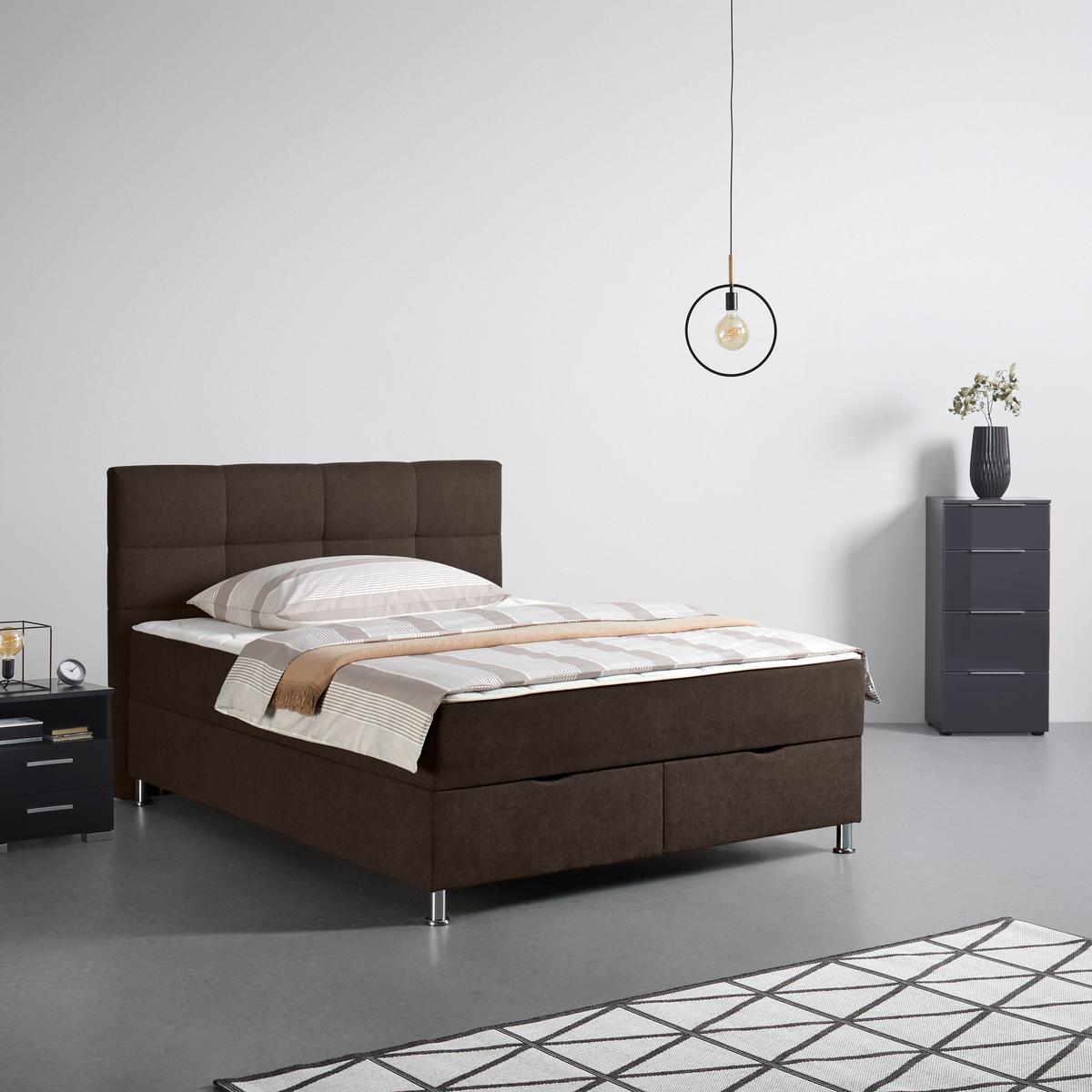 Boxbett Oviedo Braun ca. 180x200cm - Braun, KONVENTIONELL, Textil/Metall (180/200cm) - Based
