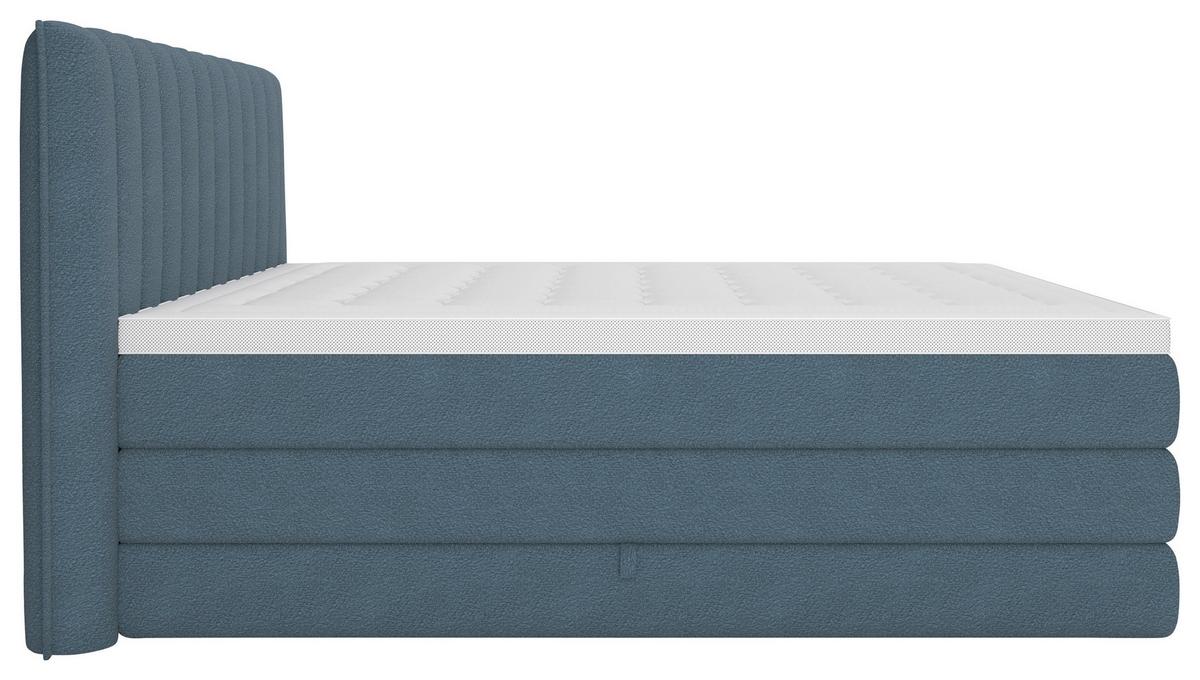 Boxspringbett Lina Blau ca. 180x200cm - Blau, KONVENTIONELL, Holz/Holzwerkstoff (180/200cm) - Premium Living