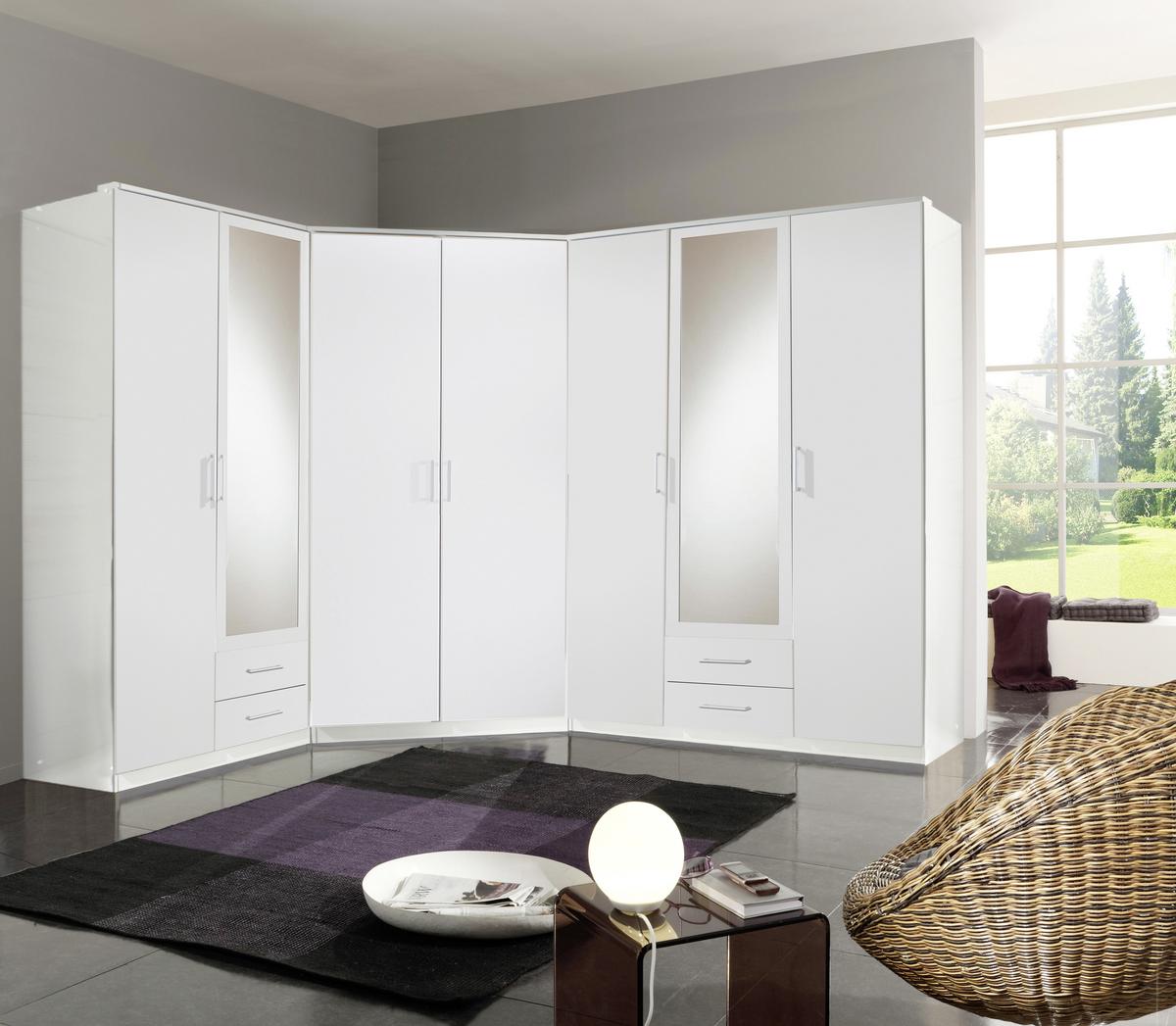 SZAFA NAROŻNA OSAKA - biały/kolor aluminiowy, Konventionell, materiał drewnopochodny/tworzywo sztuczne (95/198cm) - MID.YOU