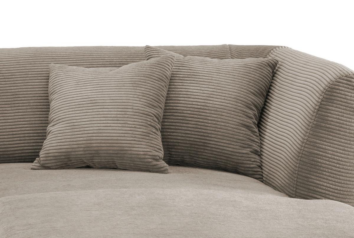 Wohnlandschaft Colori Graubraun Cord - Graubraun/Schwarz, MODERN, Holz/Textil (264/160cm) - MID.YOU