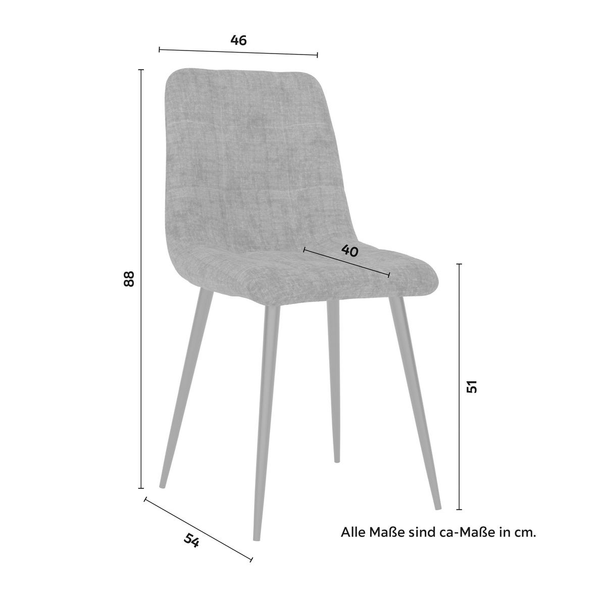 Stuhl Mino Grau Webstoff Gepolstert - Schwarz/Grau, MODERN, Holz/Textil (46/88/54cm) - Bessagi Home