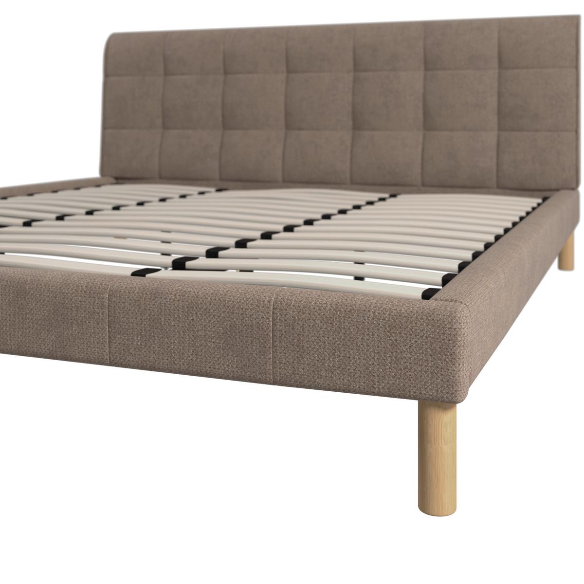 Oblazinjena Postelja Mara - sivobež/naravne barve, Moderno, kovina/tekstil (180/200cm) - Bessagi Home