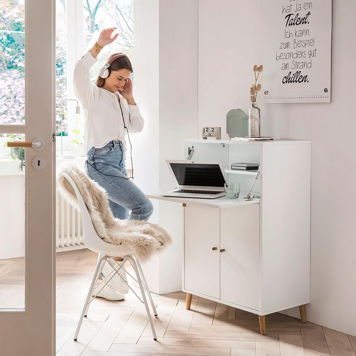 Sekretär Serie 500 Weiß ca. 65,2x101,7x39cm - Weiß, MODERN, Holz/Holzwerkstoff (65,2/101,7/39cm) - MID.YOU