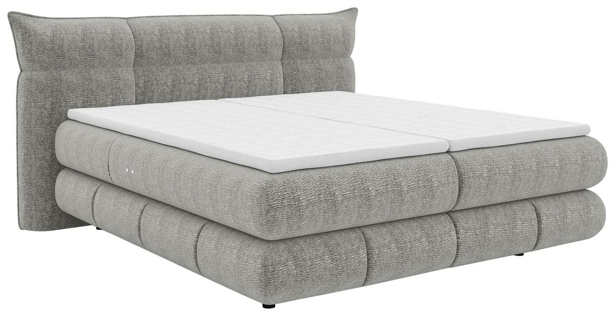 Boxspringbett Auris Grau ca. 180x200cm - Schwarz/Grau, KONVENTIONELL, Kunststoff/Textil (180/200cm) - Sembella