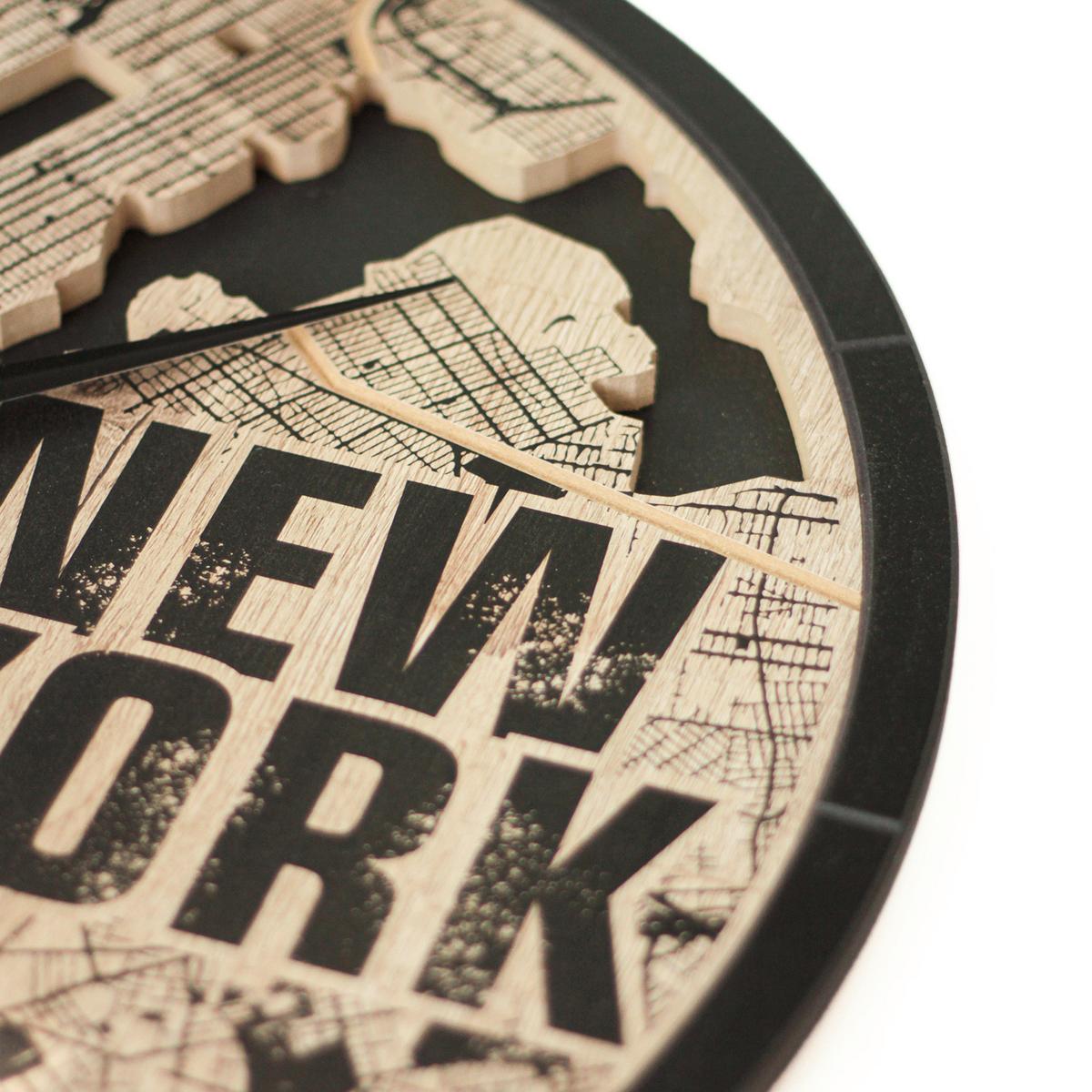 Wanduhr Schwarz/Eichefarben Ø ca. 57cm - Eichefarben/Schwarz, Basics, Holz/Kunststoff (57cm)