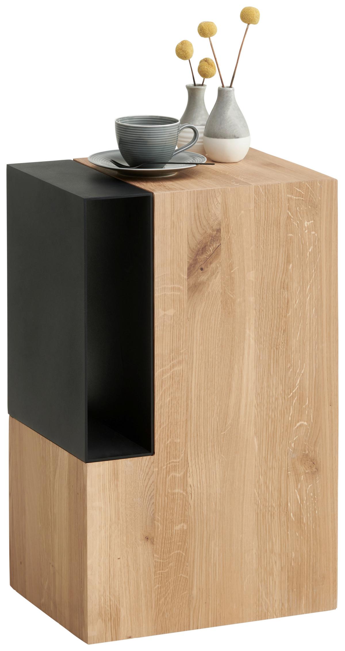 STOLIK BOCZNY TOWIL - kolor dębowy/czarny, Natur, metal/drewno (38/28/60cm) - Valnatura