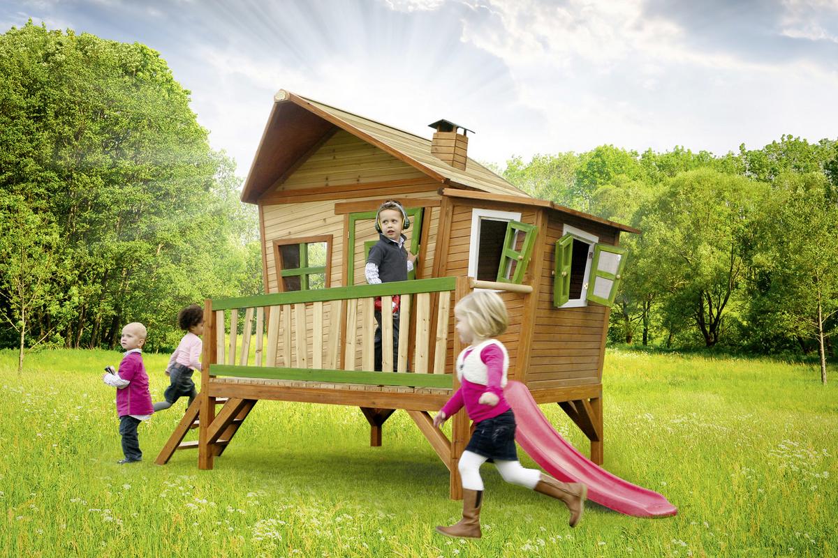 Spielhaus Emma aus Zedernholz Massiv - Rot/Braun, Basics, Holz (345/229/180cm)