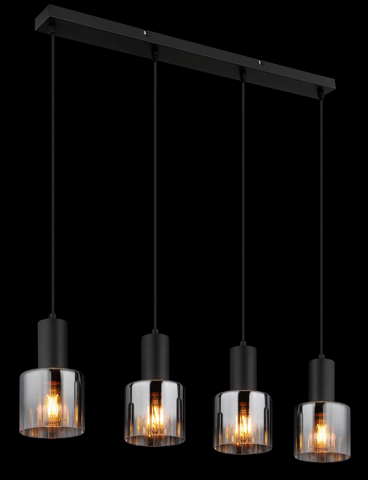 HÄNGELEUCHTE 30400408 JACK - Schwarz/Grau, Trend, Glas/Kunststoff (74/12/150cm) - Globo