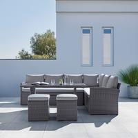 Loungegarnitur-Set Marrakesch 2 Grau aus Kunststoffgeflecht - Hellgrau/Schwarz, Modern, Glas/Kunststoff (240/70/181cm) - Mömax