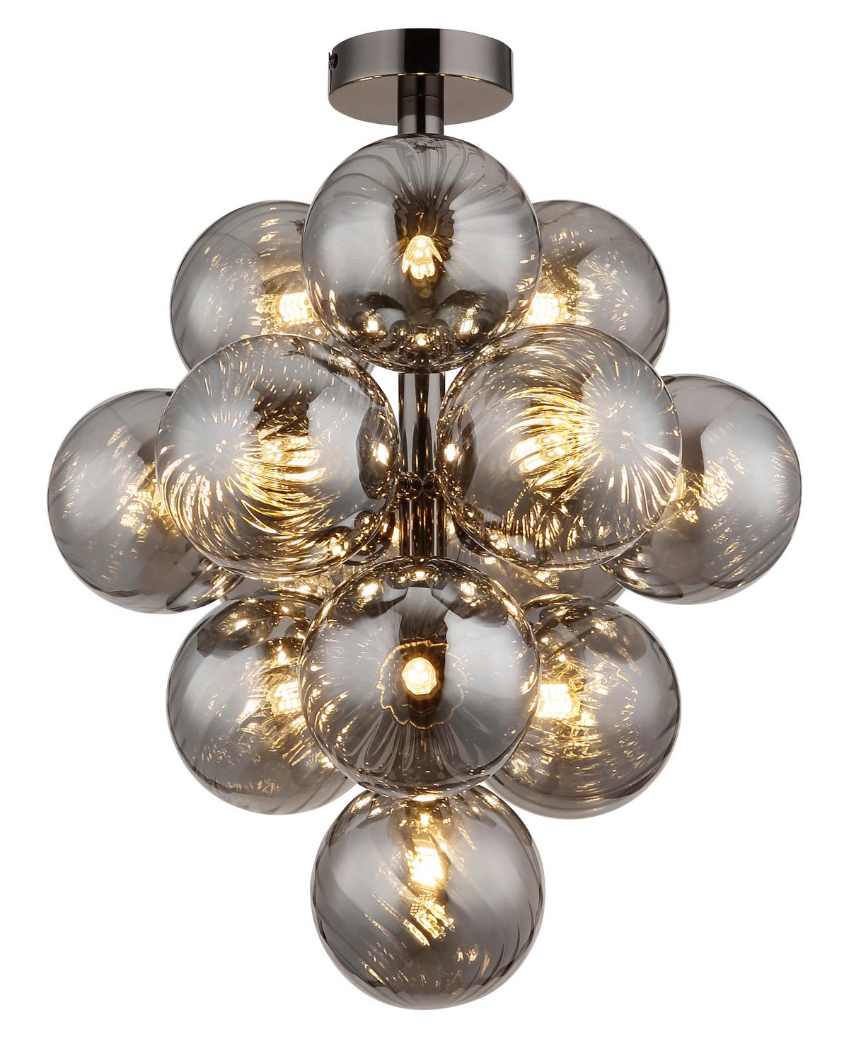 DECKENLEUCHTE 56146DG CONOR - Schwarzchrom/Grau, Design, Glas/Metall (39,5/50cm) - Globo