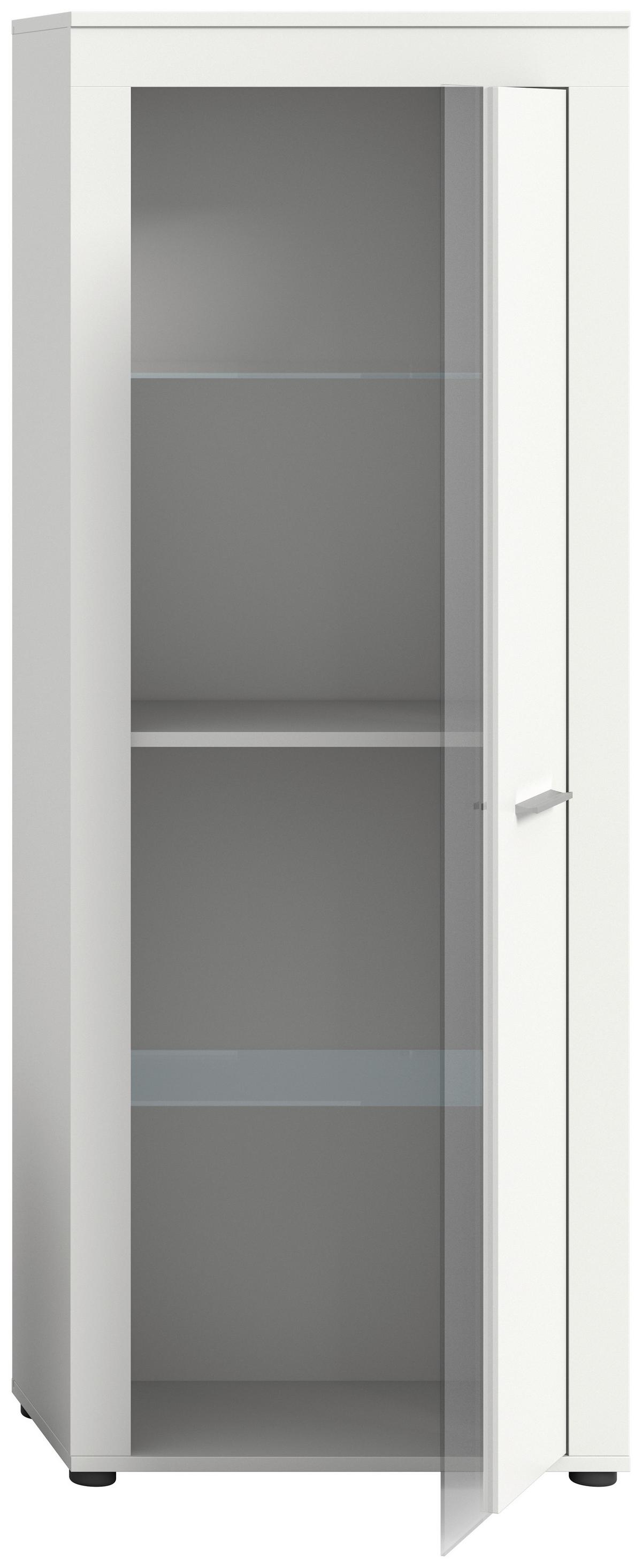 Vitrina Jam, Bela - srebrne barve/črna, Design, umetna masa/steklo (60/159/35cm) - MID.YOU