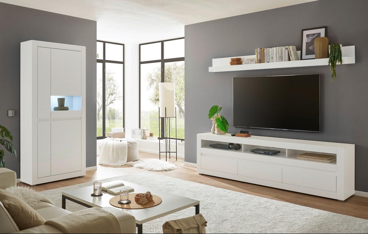 WOHNWAND CHESTER - Eichefarben/Silberfarben, Design, Holzwerkstoff/Kunststoff (312/198/42cm) - MID.YOU