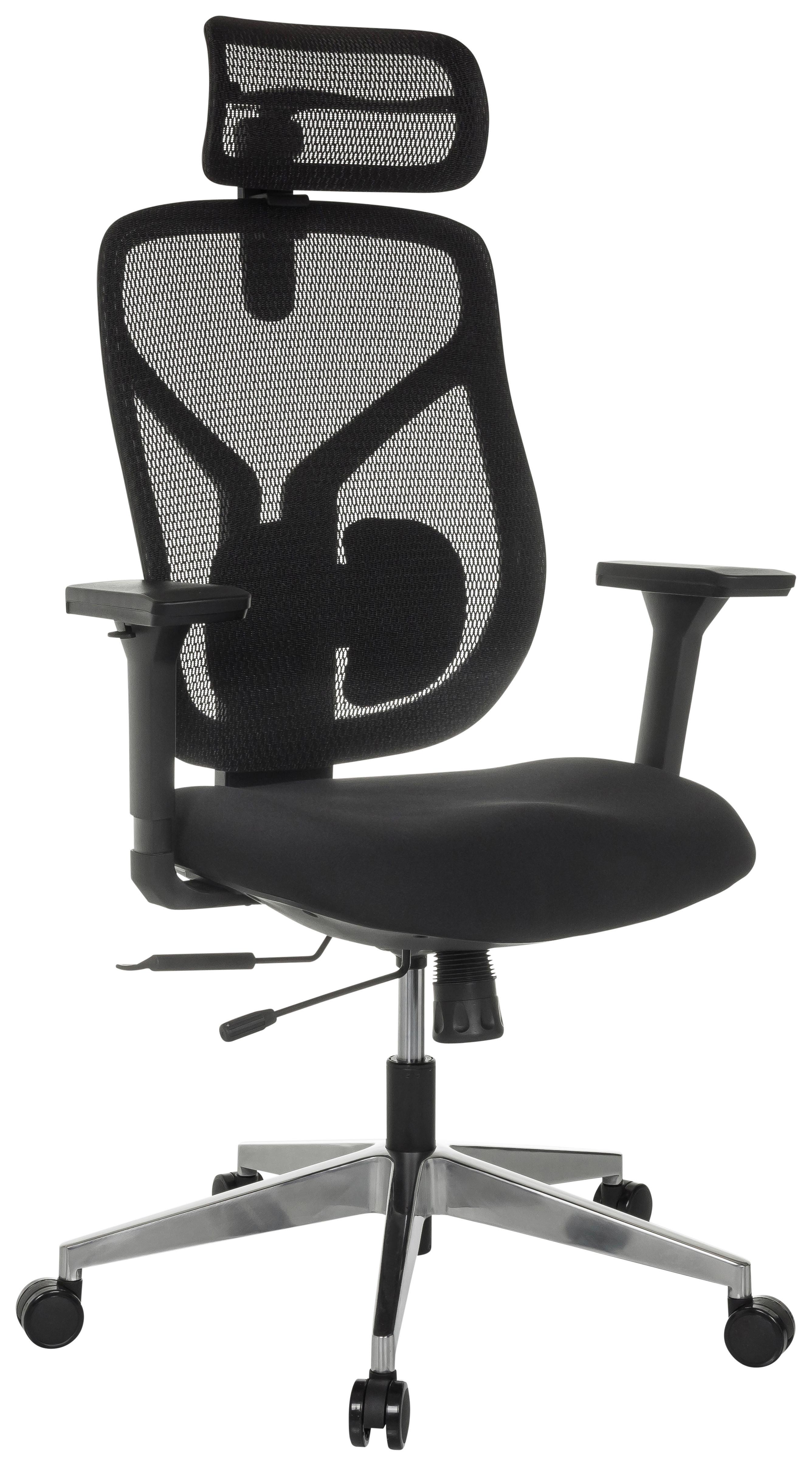 Pisarniški Stol Cassilis B, Črna - srebrne barve/črna, Moderno, kovina/umetna masa (70/123 - 146/65cm) - MID.YOU