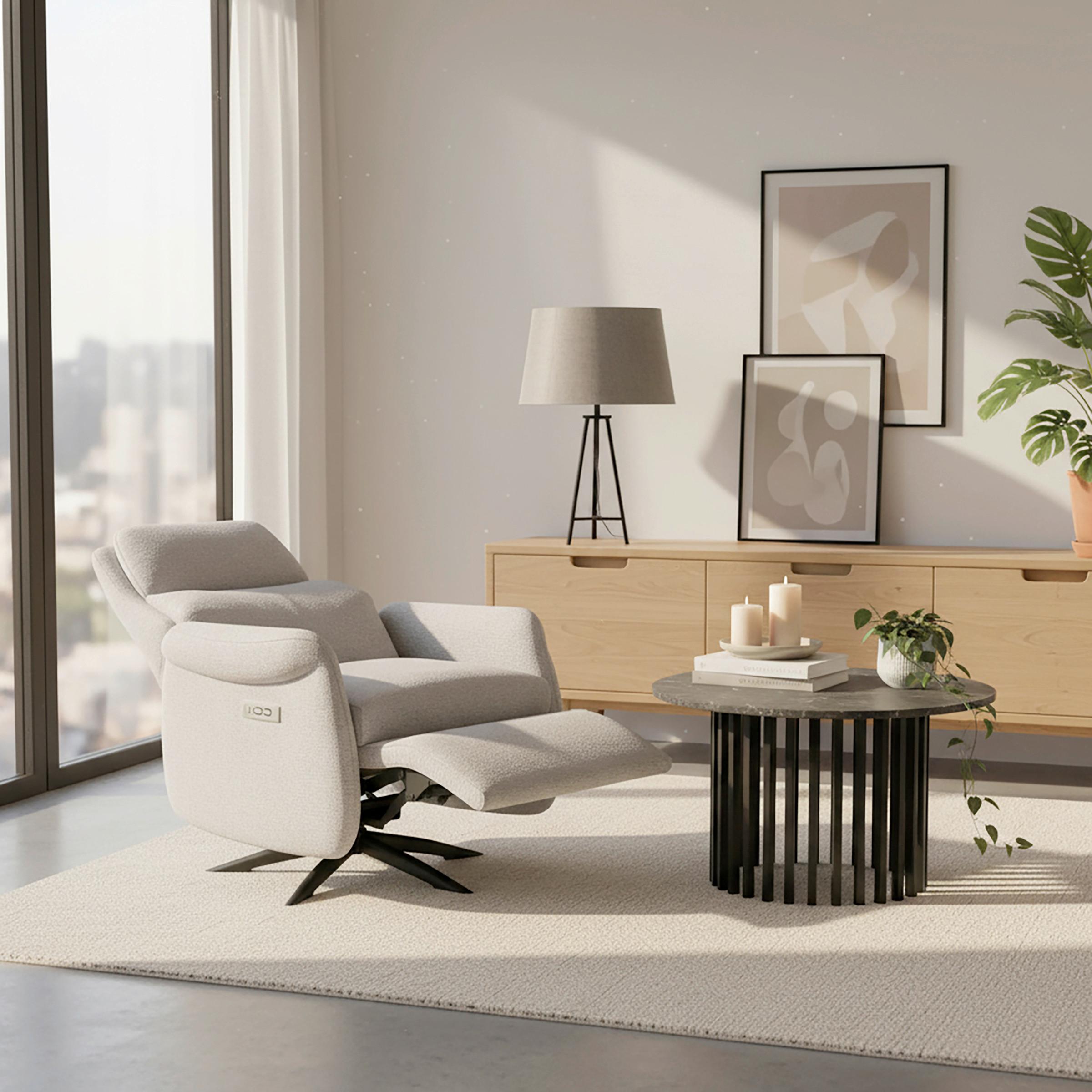 RELAXFÅTÖLJ ALICE - ljusgrå/svart, Modern, metall/trä (76/110/94cm) - Bessagi Home