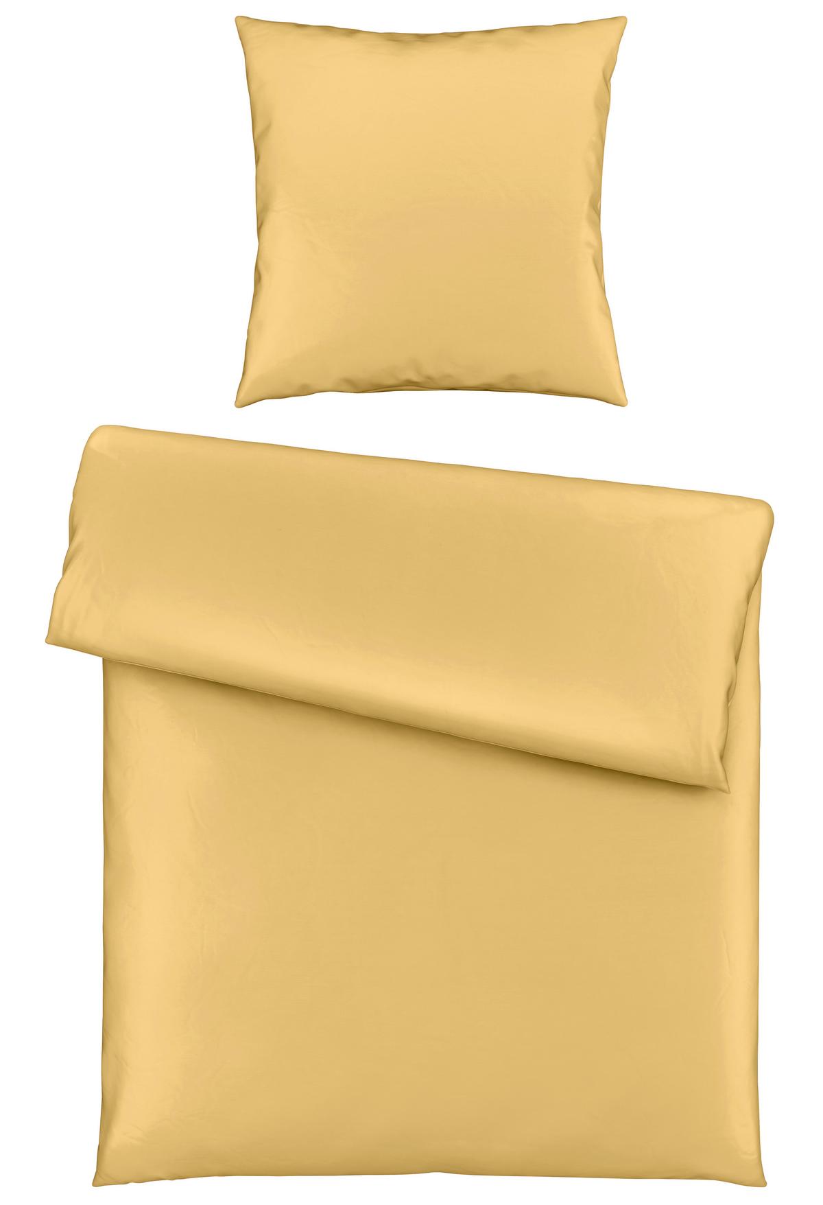 Bettwäsche Bio-Eva in Gelb ca. 135x200cm - Gelb, MODERN, Textil (135/200cm) - ecoTree