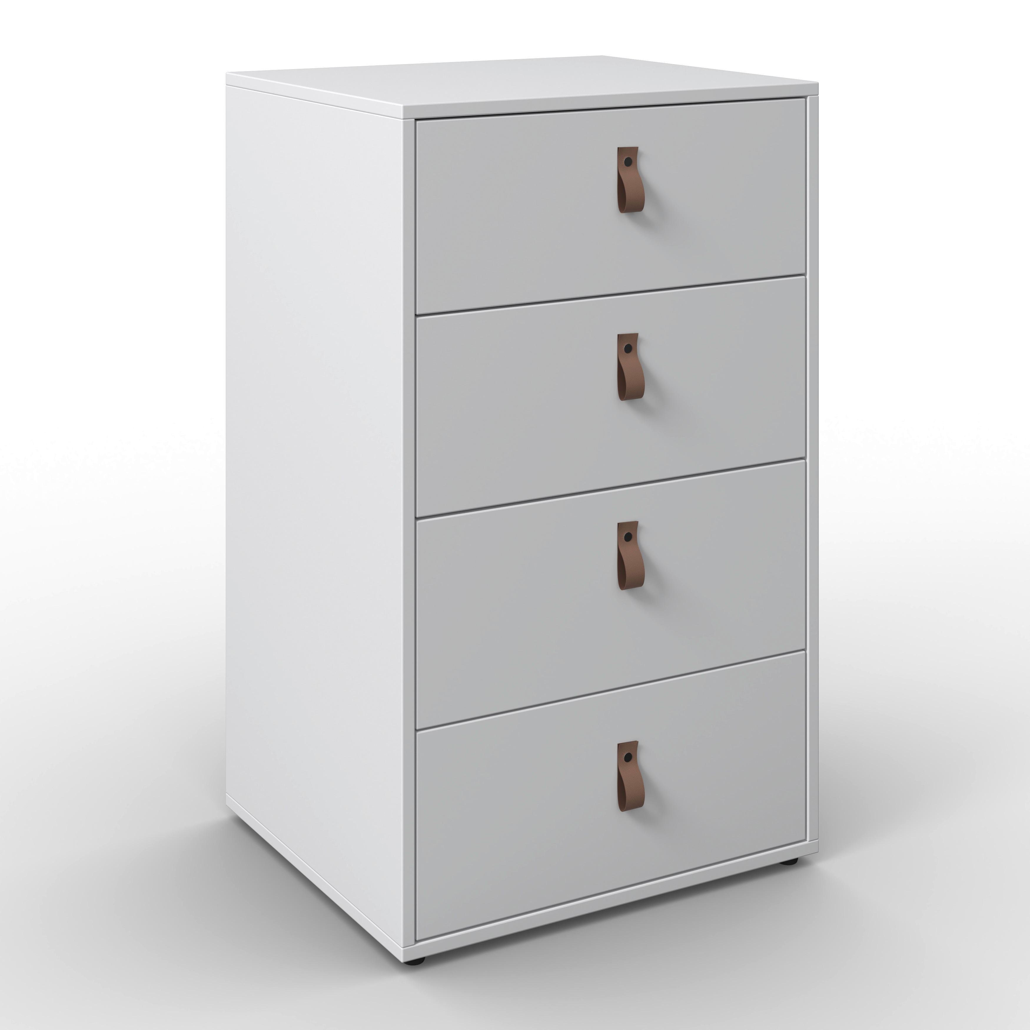 Kommode Mick Weiß MDF - Schwarz/Weiß, MODERN, Holzwerkstoff/Kunststoff (46/77/40cm) - Bessagi Home