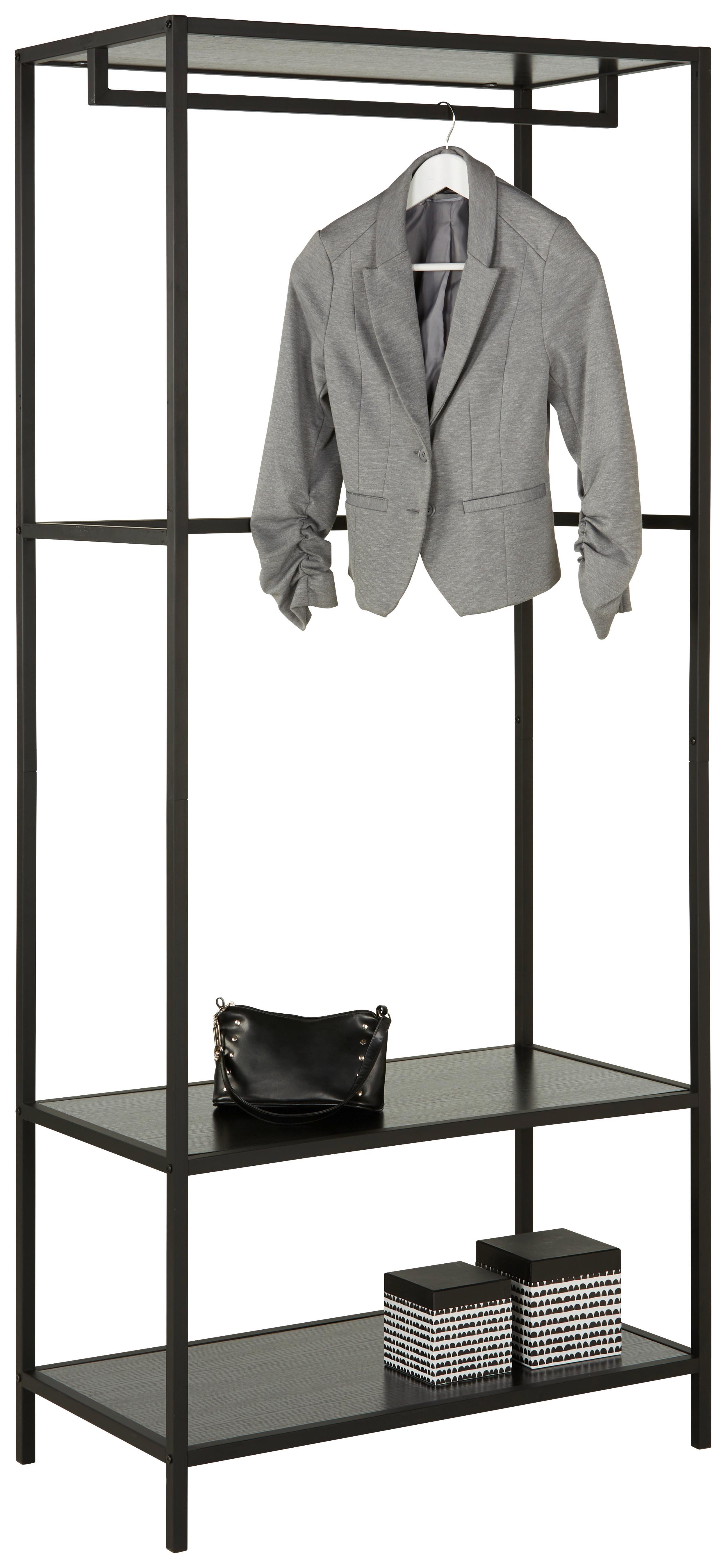 KLÄDSTÄLLNING STILOS -EXKLUSIV- - svart, Modern, metall/trämaterial (80/185/44cm) - Mömax