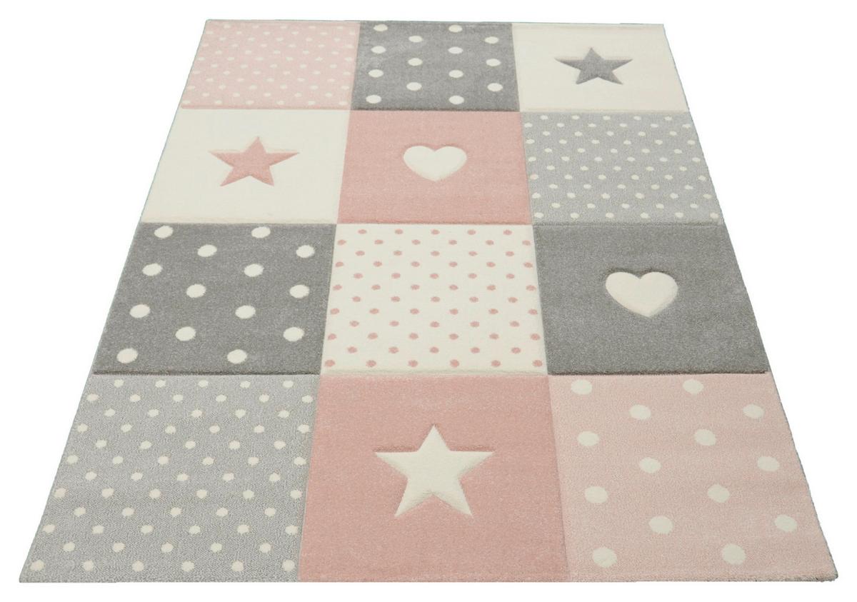 Kinderteppich Pastel Kids Grau/Hellrosa ca. 120x170cm - Hellrosa/Grau, LIFESTYLE, Textil (120/170cm)