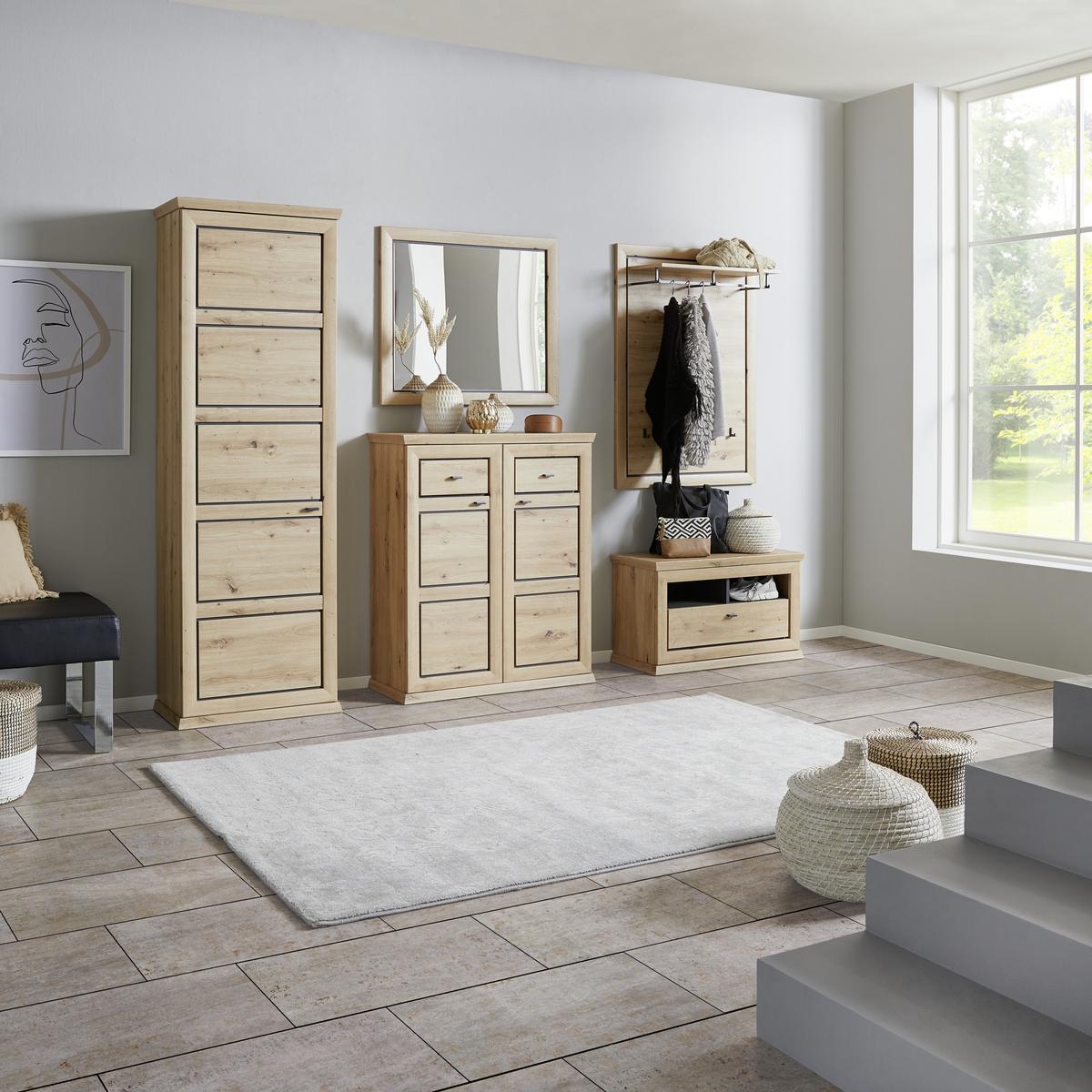 Garderobni Panel Harvey, Barva Hrasta, Antracit - barve hrasta/antracit, Trendi, leseni material (82/115/30cm) - Mömax