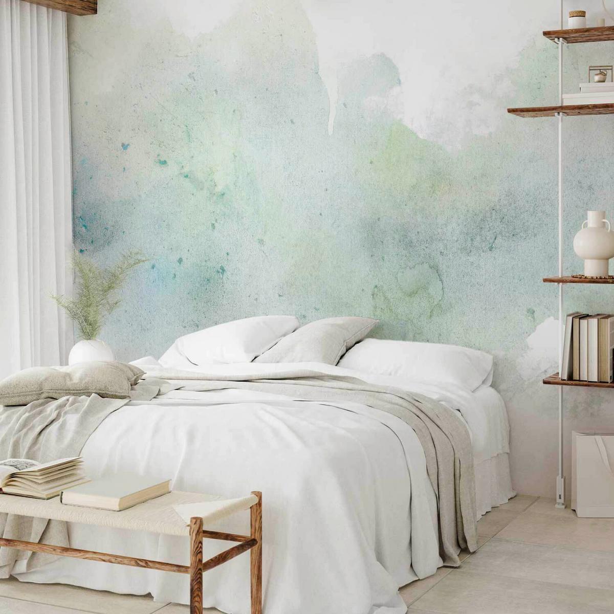 Fototapeta Pastel Mint, 300x210cm - metino zelena/svetlo siva, Trendi, tekstil (300/210cm) - artgeist