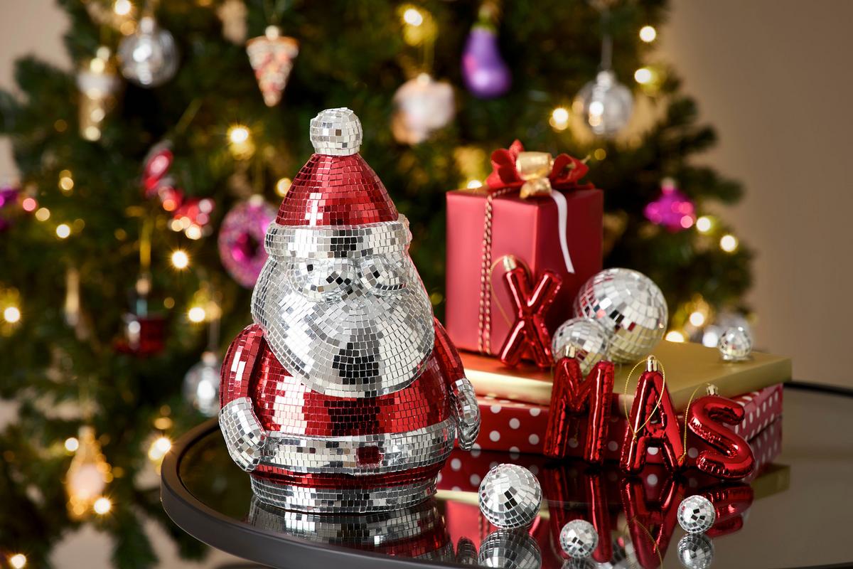 Weihnachtsmann Disco I Rot/Silberfarben - Rot/Silberfarben, MODERN, Glas/Kunststoff (20/18/30,4cm) - Mömax