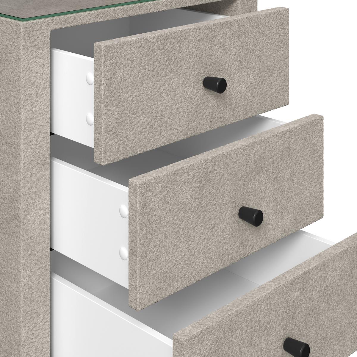 Noćni Ormarić Elysia - prirodne boje, Trend, staklo/drvni materijal (48/68/45,5cm) - Premium Living