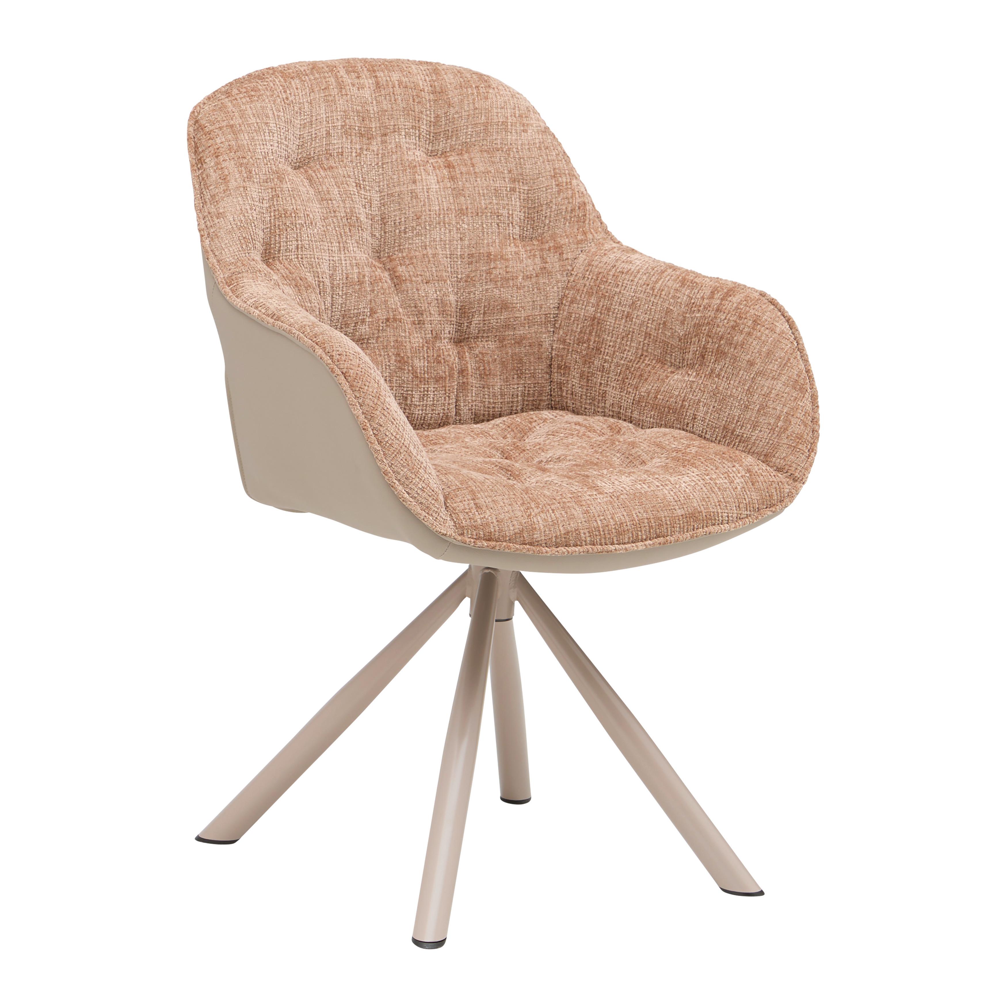 Armlehnstuhl Eileen Braun/Grau/Beige - Beige/Braun, MODERN, Textil/Metall (62/85/62cm) - Mömax