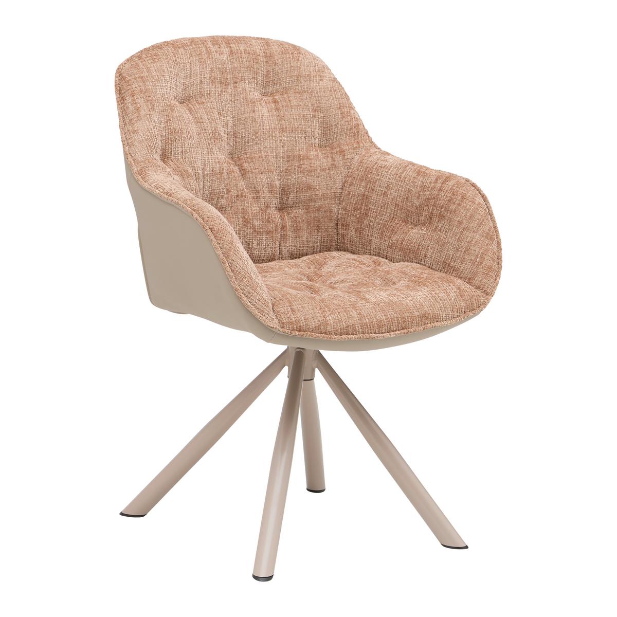 Armlehnstuhl Eileen Braun/Grau/Beige - Beige/Braun, MODERN, Textil/Metall (62/85/62cm) - Mömax