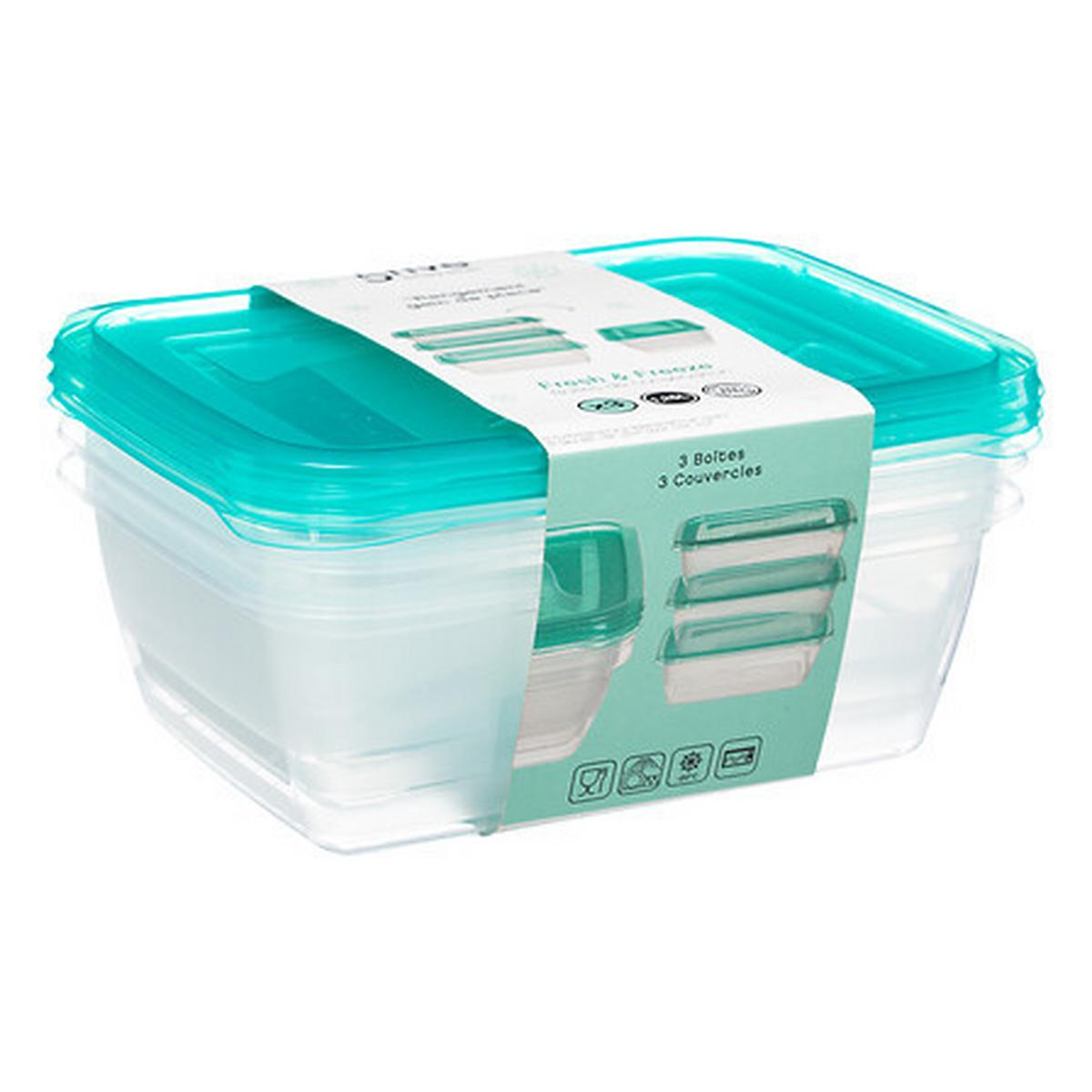 Set 3 recipiente alimentare Fresh & Freeze, cca. 1,25 L - Basics (20/7/15cm)