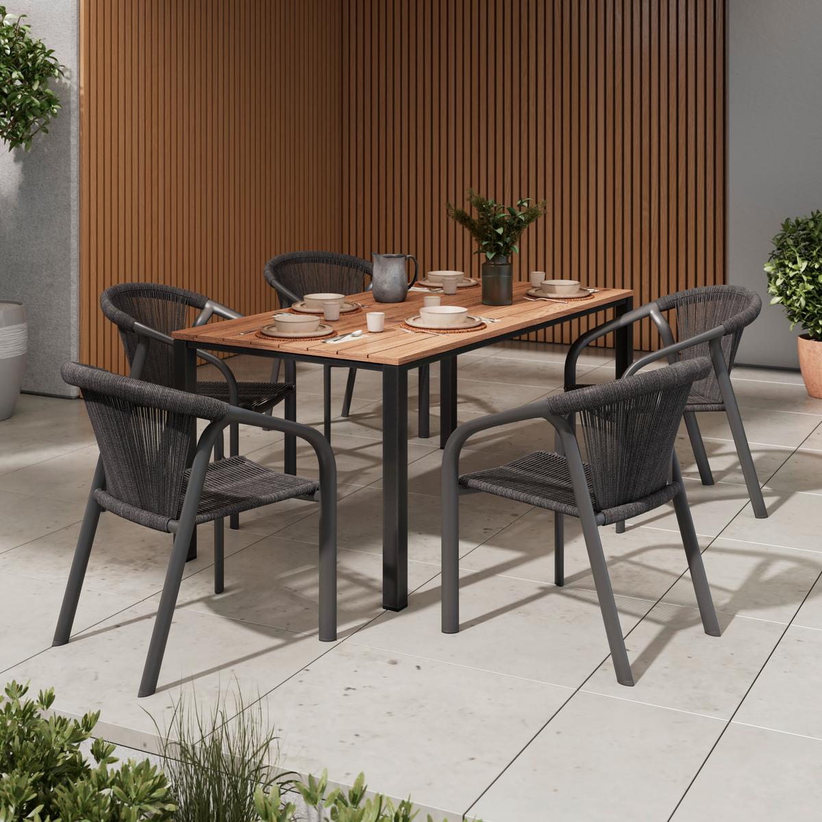 KRZESŁO OGRODOWE FERRARA - antracytowy, Modern, tworzywo sztuczne/metal (56/79/62cm) - Ambia Garden