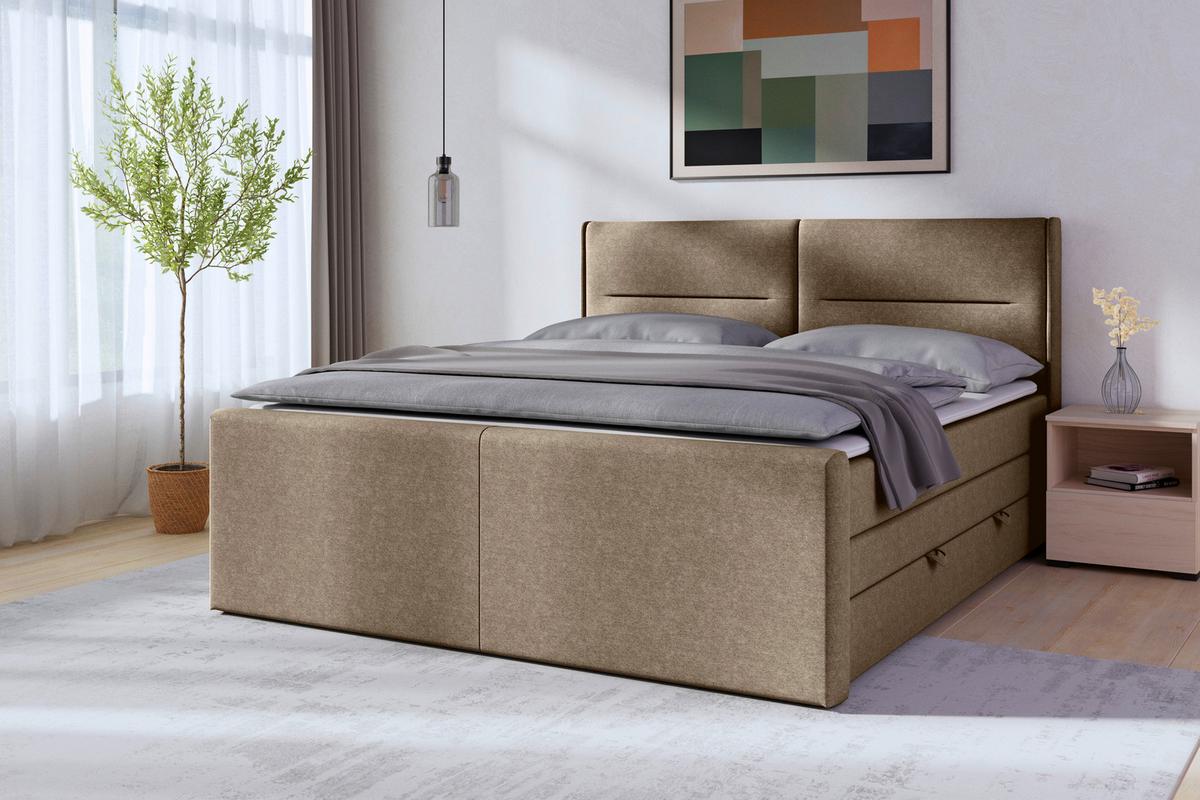Boxspringbett Kyoto ca. 180x200 cm Beige - Beige, MODERN, Holz/Kunststoff (180/200cm) - MID.YOU