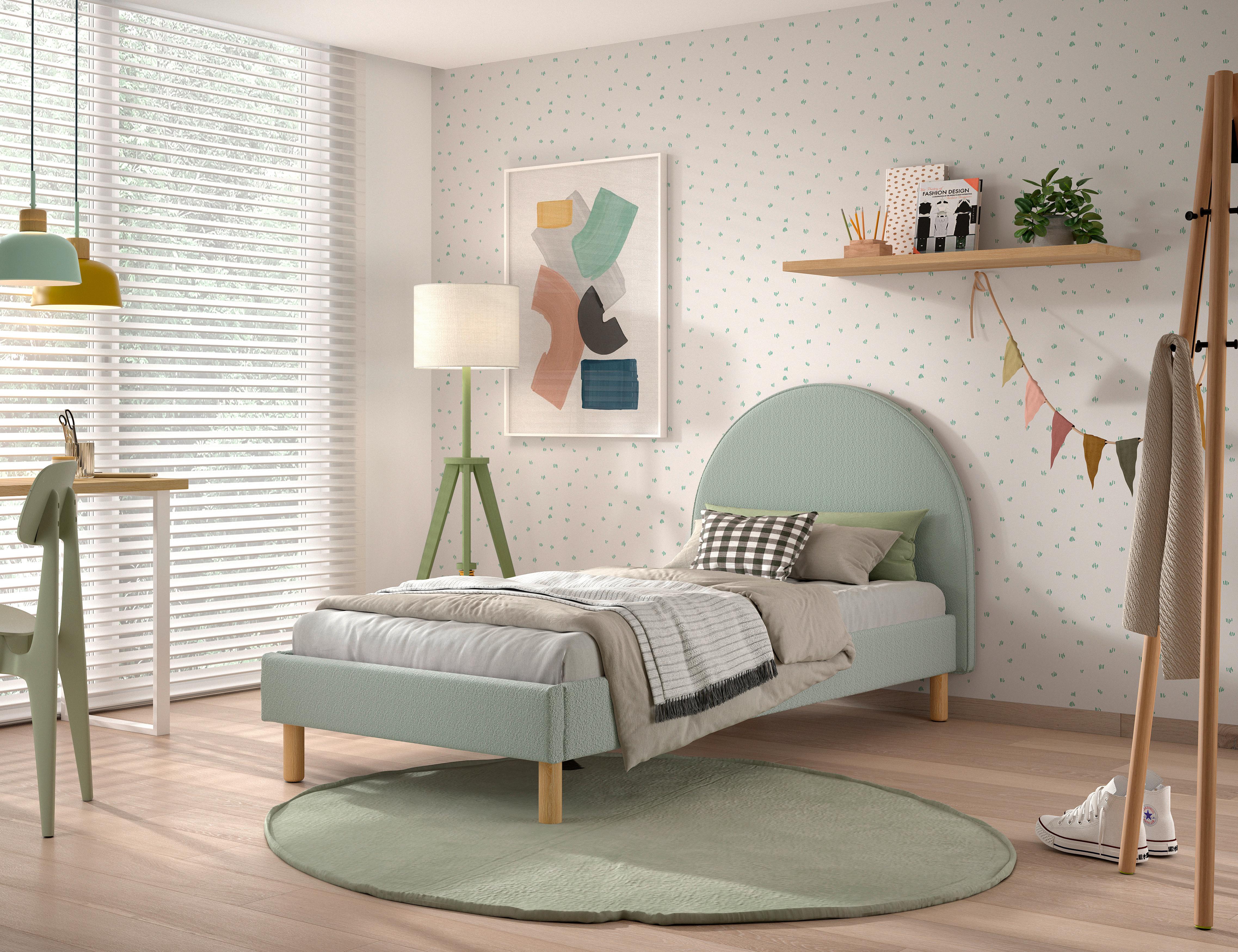 Kinder-/Juniorbett Moon ca. 90x200 cm Grün - Naturfarben/Grün, ROMANTIK / LANDHAUS, Holz/Textil (90/200cm) - MID.YOU